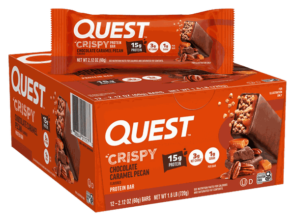 Quest Chocolate Caramel Pecan Crispy Hero Protein Bars
