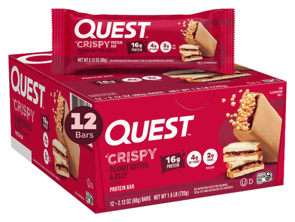 Quest Peanut Butter & Jelly Crispy Hero Protein Bars